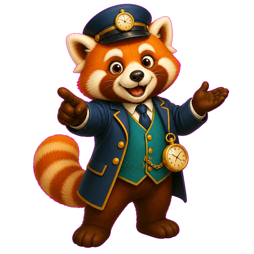 Tock, the red panda station master