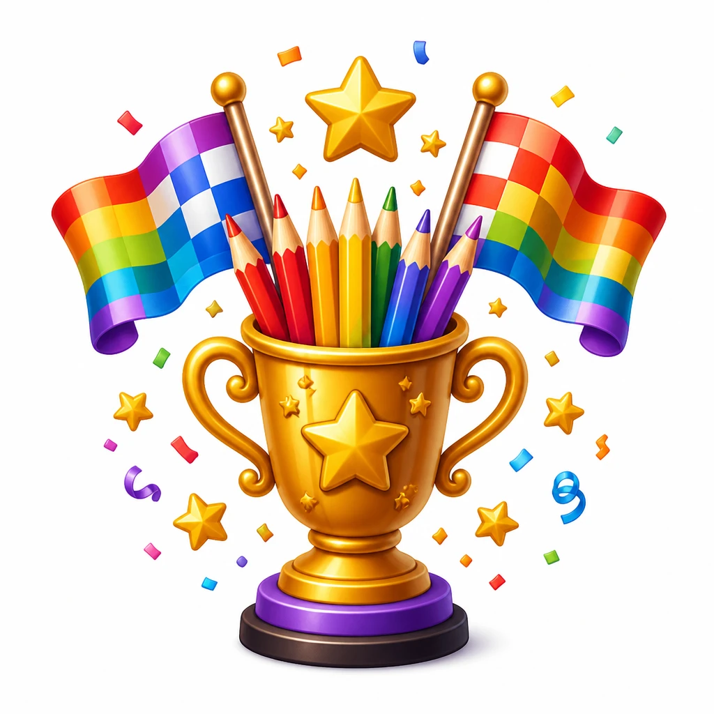A golden pencil racing trophy