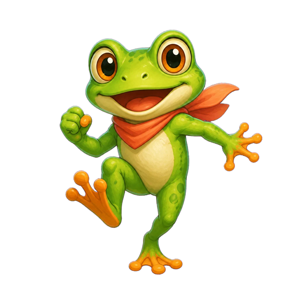 Jumper, a cheerful frog explorer