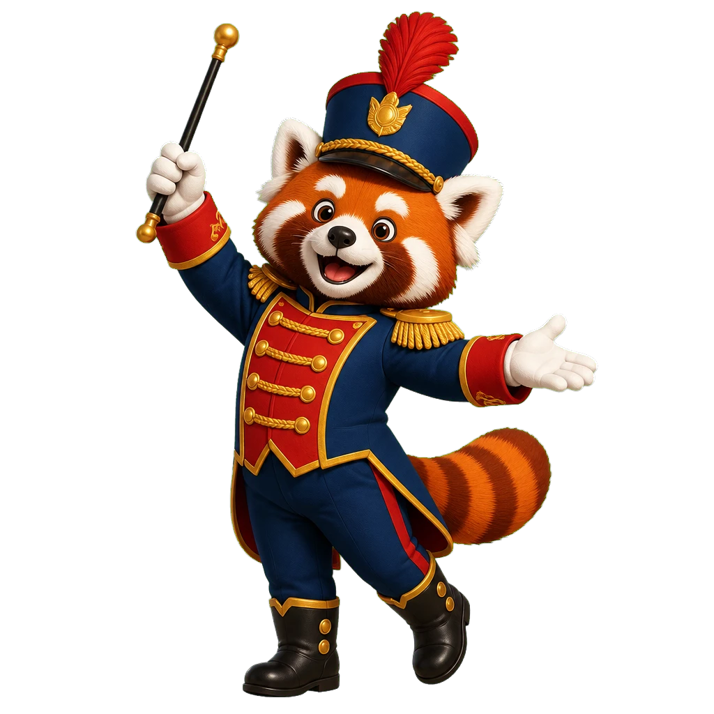 Tempo the red panda drum major